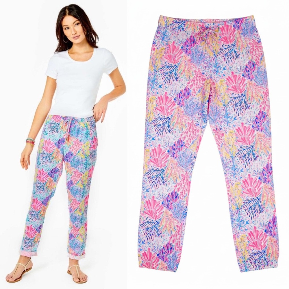 Lilly Pulitzer 100% Linen Taron Linen Pant Multi Splashdance Size S